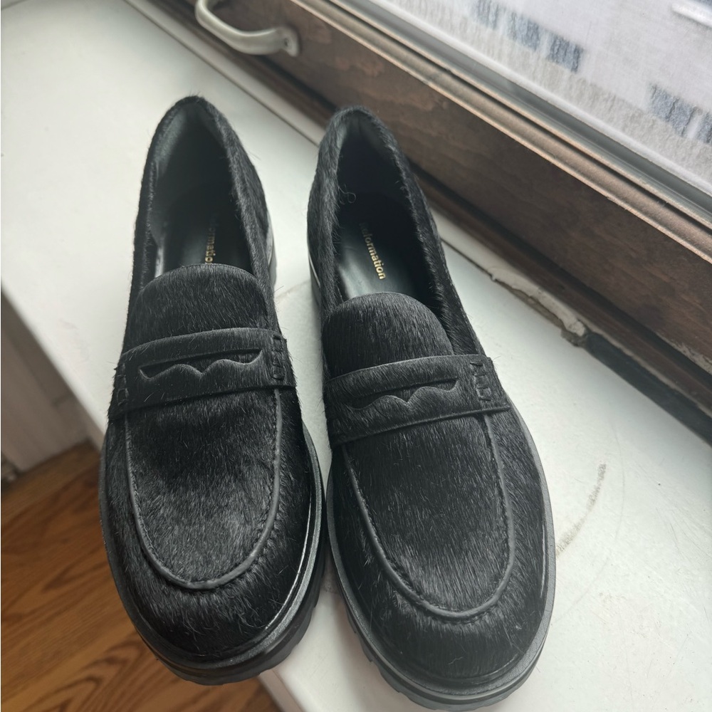 Reformation Black Textured Loafers
